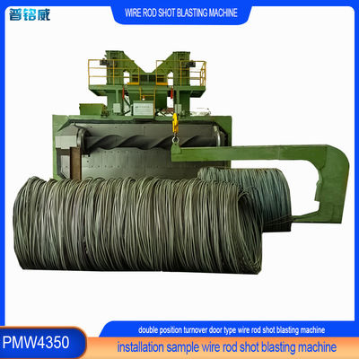 높은 청결성 듀얼 포지션 스윙 도어 타입 와이어 스탠 코일 샷 블래스팅 머신 PMW4350