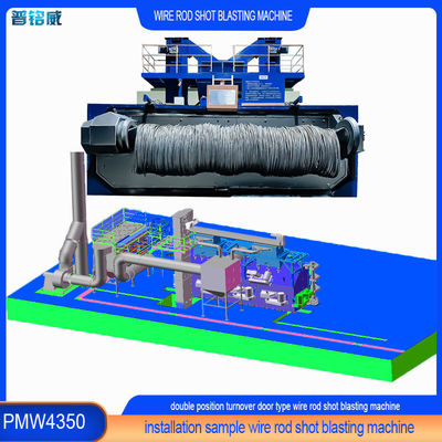 높은 청결성 듀얼 포지션 스윙 도어 타입 와이어 스탠 코일 샷 블래스팅 머신 PMW4350