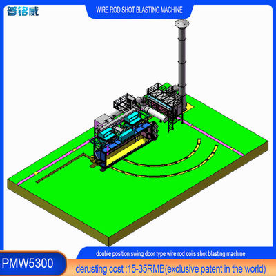 높은 청결성 PMW5300 완벽한 노화 저항 와이어 막 코일 샷 블래스팅 머신