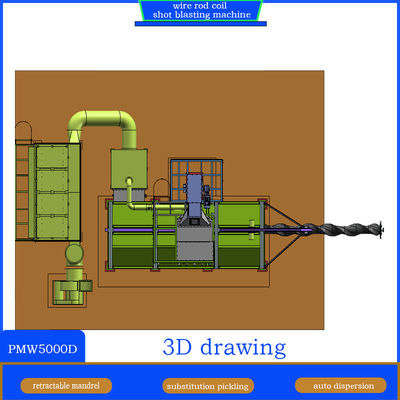 9*4*5.8m 초록색 와이어 스틱 코일 샷 블래스팅 머신