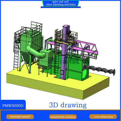 9*4*5.8m 초록색 와이어 스틱 코일 샷 블래스팅 머신