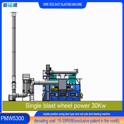 와이어 스탠 코일 샷 블래스팅 머신 듀얼 스윙 도어 구조 30kw/세트 임펠러 헤드 전력