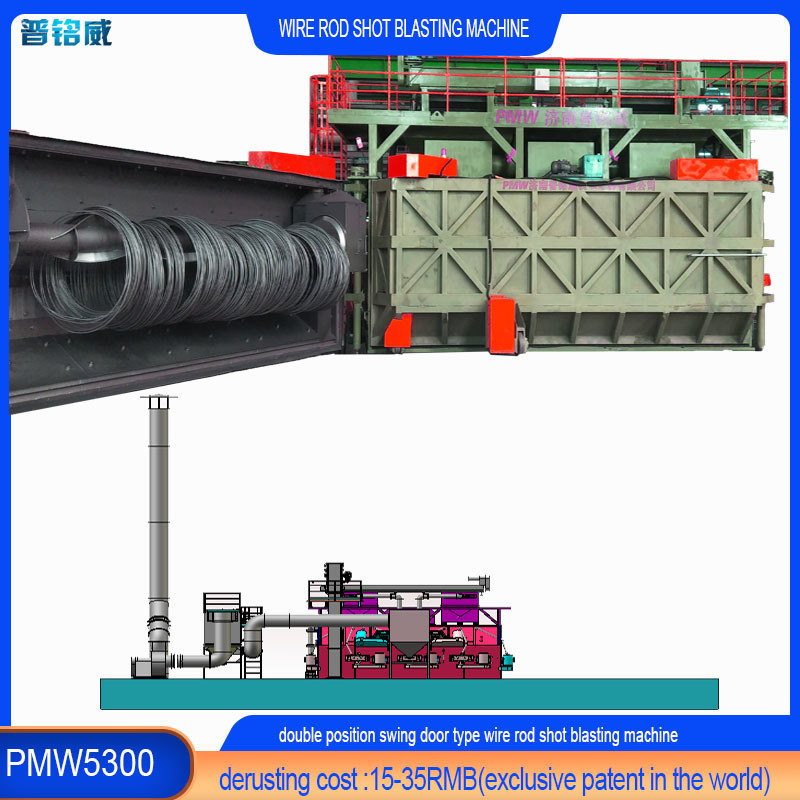 30kw / 세트 임펠러 헤드 파워 와이어 밧줄 코일 샷 블래스팅 청소 기계 두 개의 문