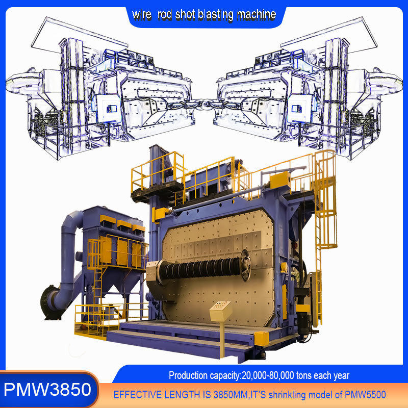강철 방지 주파수 제어 와이어 막 스필 샷 블래스팅 머신 PMW3850 10-20 R/Min