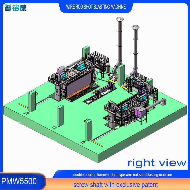 경식 및 경식 방지 철 로드 코일 샷 블래스팅 머신 5500mm 만드럴